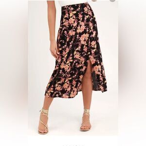 Free People Metro Love Midi Skirt Midnight Combo side/front button closure